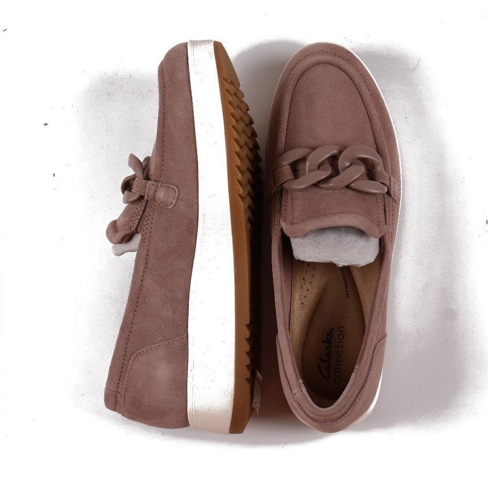 Clarks Loafers Zylah May Mauve Suede Chain Platform 9.5 Suede NWT